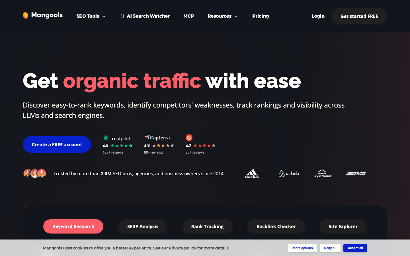 Mangools homepage