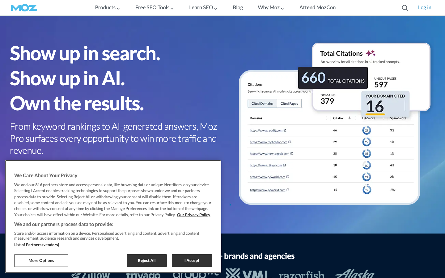 Moz homepage