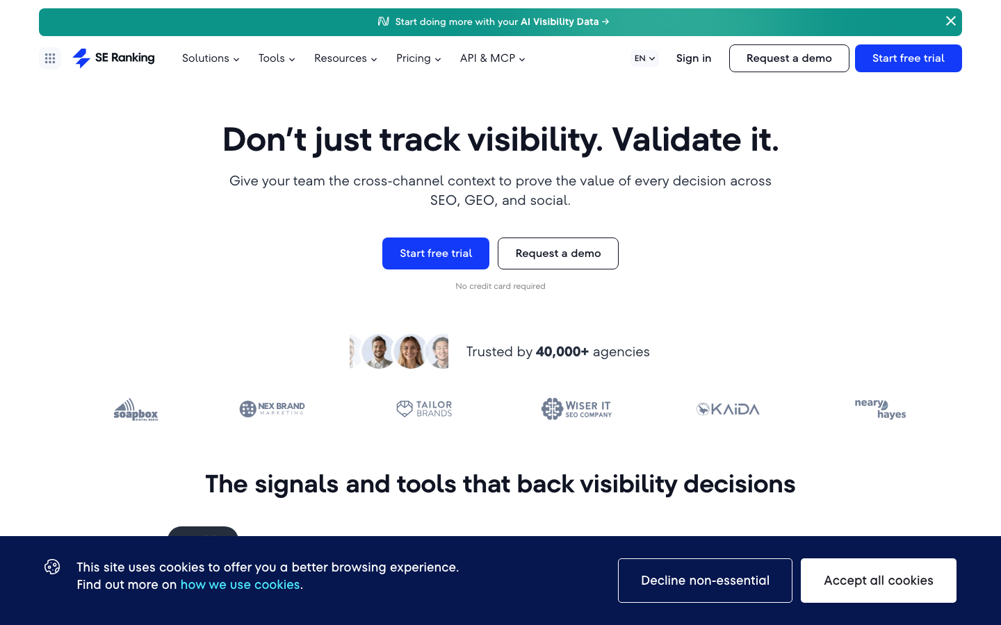 SE Ranking homepage